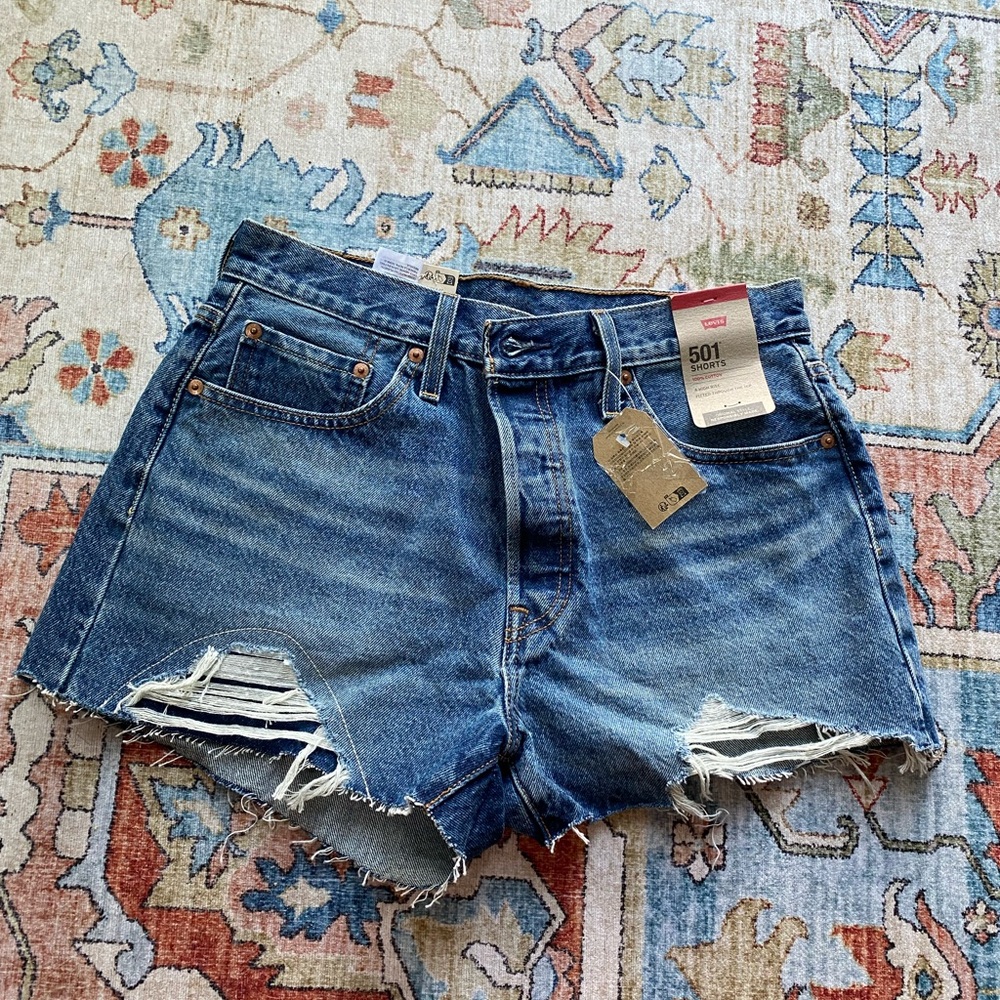 Levi's Blue Jean Shorts Distressed Cut-Off Style